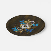 Steampunk Gears en Blue Butterflies Papieren Bordje (Gekanteld)