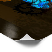 Steampunk Gears en Blue Butterflies Perfect Poster (Hoek)