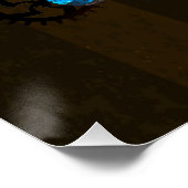 Steampunk Gears en Blue Butterflies Perfect Poster (Hoek)