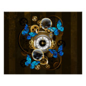 Steampunk Gears en Blue Butterflies Perfect Poster (Voorkant)