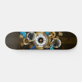 Steampunk Gears en Blue Butterflies Persoonlijk Skateboard (Horizontaal)