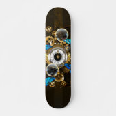 Steampunk Gears en Blue Butterflies Persoonlijk Skateboard (Voorkant)