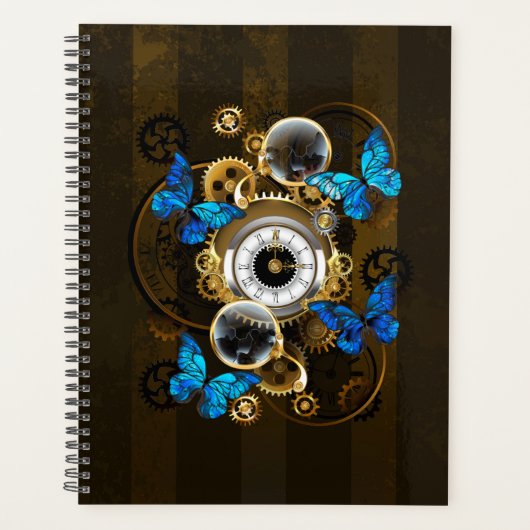 Steampunk Gears en Blue Butterflies Planner (Voorkant)
