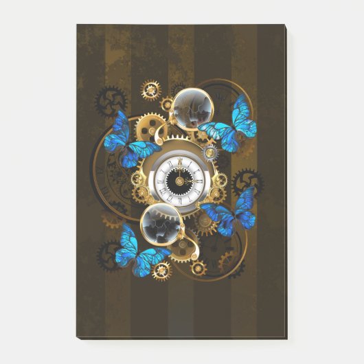 Steampunk Gears en Blue Butterflies Post-it® Notes (Voorkant)