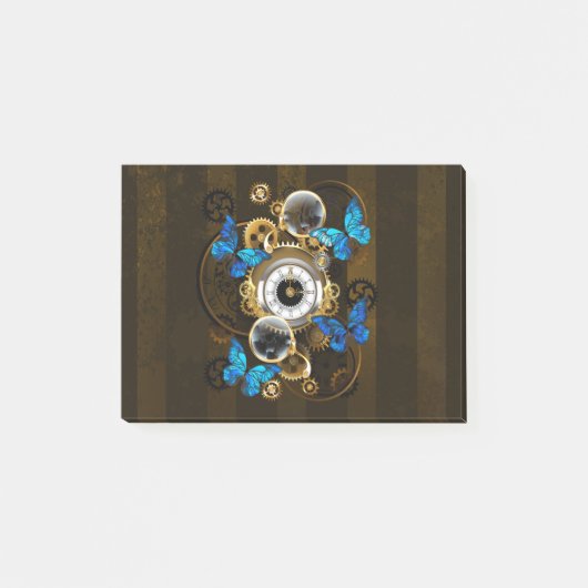 Steampunk Gears en Blue Butterflies Post-it® Notes (Voorkant)
