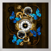 Steampunk Gears en Blue Butterflies Poster (Voorkant)