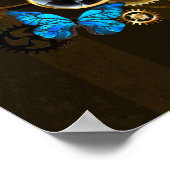 Steampunk Gears en Blue Butterflies Poster (Hoek)