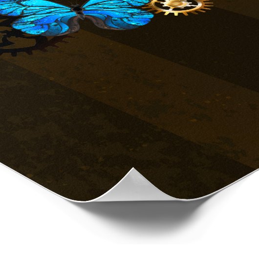 Steampunk Gears en Blue Butterflies Poster (Hoek)