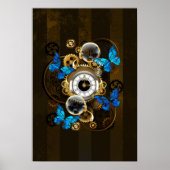 Steampunk Gears en Blue Butterflies Poster (Voorkant)
