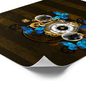 Steampunk Gears en Blue Butterflies Poster (Hoek)