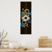 Steampunk Gears en Blue Butterflies Poster (Keuken)