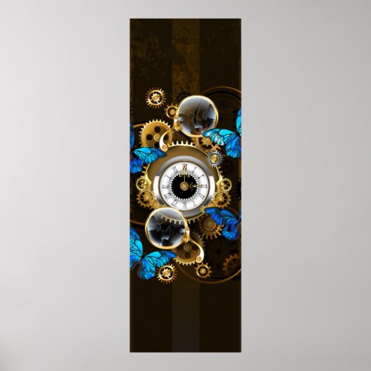 Steampunk Gears en Blue Butterflies Poster (Voorkant)