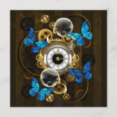 Steampunk Gears en Blue Butterflies Programmakaart (Voorkant)