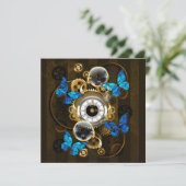 Steampunk Gears en Blue Butterflies Programmakaart (Staand voorkant)