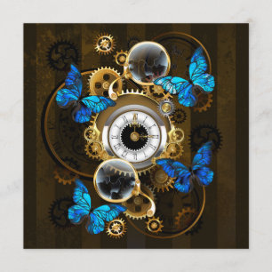 Steampunk Gears en Blue Butterflies Programmakaart