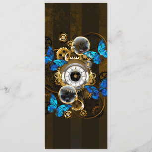 Steampunk Gears en Blue Butterflies Programmakaart