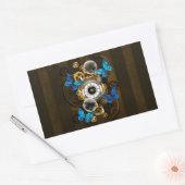 Steampunk Gears en Blue Butterflies Rechthoekige Sticker (Envelop)