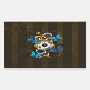 Steampunk Gears en Blue Butterflies Rechthoekige Sticker