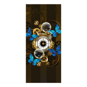 Steampunk Gears en Blue Butterflies Reclamekaart