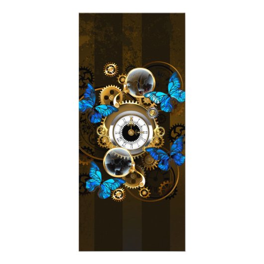 Steampunk Gears en Blue Butterflies Reclamekaart (Voorkant)