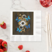 Steampunk Gears en Blue Butterflies Servet (Insitu)