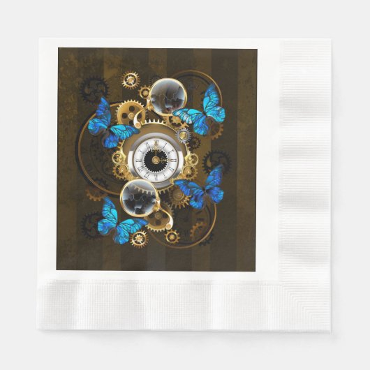 Steampunk Gears en Blue Butterflies Servet (Voorkant)