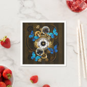 Steampunk Gears en Blue Butterflies Servet (Insitu)