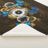 Steampunk Gears en Blue Butterflies Sherpa Deken (3/4)