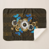Steampunk Gears en Blue Butterflies Sherpa Deken (Voorkant (horizontaal))