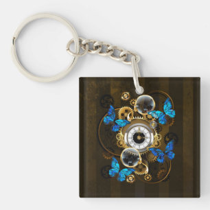 Steampunk Gears en Blue Butterflies Sleutelhanger