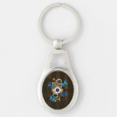 Steampunk Gears en Blue Butterflies Sleutelhanger (Voorkant)