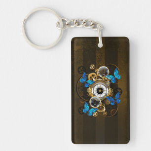 Steampunk Gears en Blue Butterflies Sleutelhanger