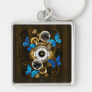 Steampunk Gears en Blue Butterflies Sleutelhanger