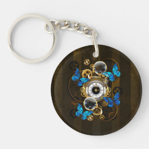 Steampunk Gears en Blue Butterflies Sleutelhanger