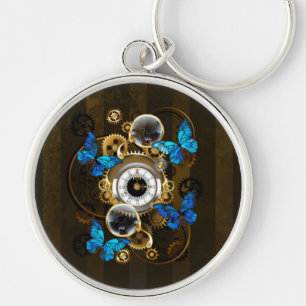 Steampunk Gears en Blue Butterflies Sleutelhanger