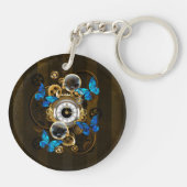 Steampunk Gears en Blue Butterflies Sleutelhanger (Achterkant)