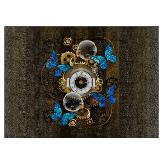 Steampunk Gears en Blue Butterflies Snijplank (Voorkant)