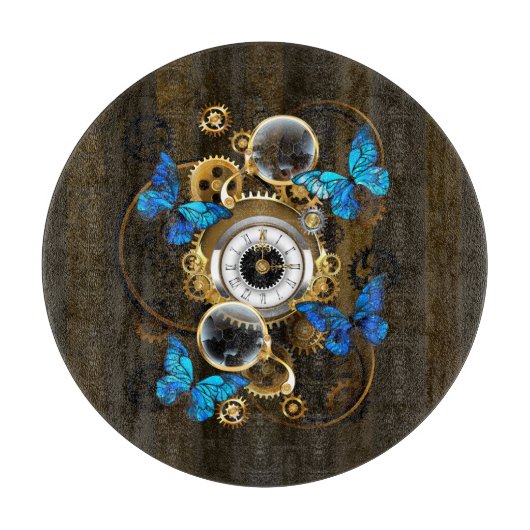 Steampunk Gears en Blue Butterflies Snijplank (Voorkant)