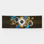 Steampunk Gears en Blue Butterflies Spandoek (Horizontaal)