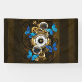 Steampunk Gears en Blue Butterflies Spandoek (Horizontaal)