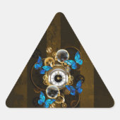 Steampunk Gears en Blue Butterflies Sticker (Voorkant)