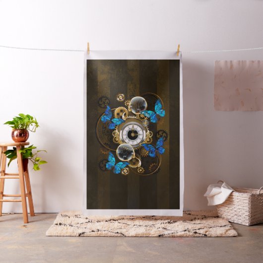 Steampunk Gears en Blue Butterflies Stof (Voorbeeld)