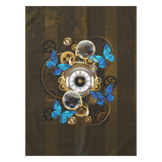 Steampunk Gears en Blue Butterflies Tafelkleed (Voorkant)