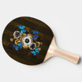 Steampunk Gears en Blue Butterflies Tafeltennisbatje (Zijkant)