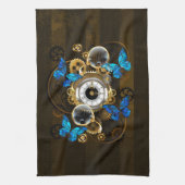 Steampunk Gears en Blue Butterflies Theedoek (Verticaal)