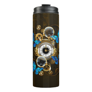 Steampunk Gears en Blue Butterflies Thermosbeker