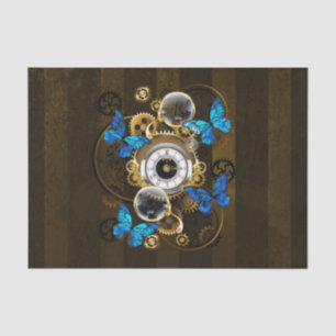 Steampunk Gears en Blue Butterflies Tissuepapier