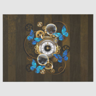 Steampunk Gears en Blue Butterflies Tissuepapier