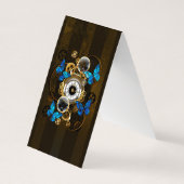 Steampunk Gears en Blue Butterflies Visitekaartje (Achterkant)
