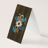 Steampunk Gears en Blue Butterflies Visitekaartje (Voorkant)